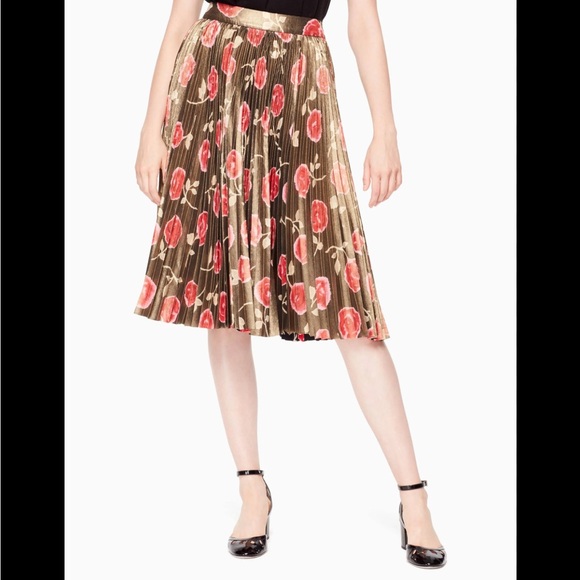 ⭕️ PRICE FIRM Kate Spade Skirt the Rules Pleated Hazy Rose Metallic Skirt Size 2 - Picture 2 of 9